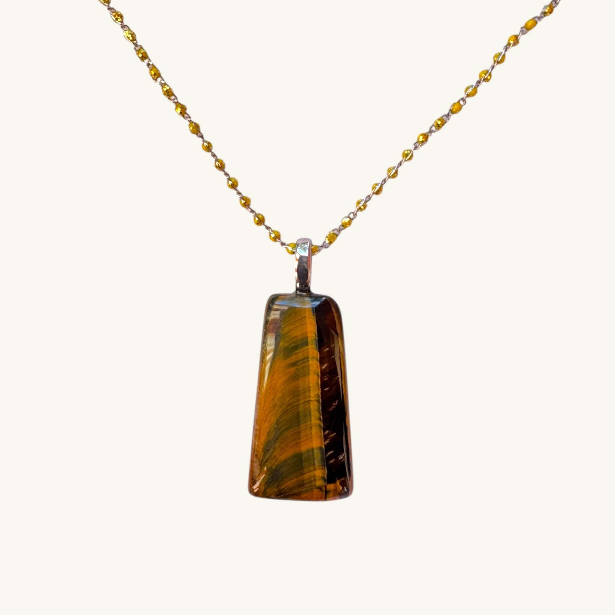 Collana occhio di tigre 37x19 mm Sharifa Crystals